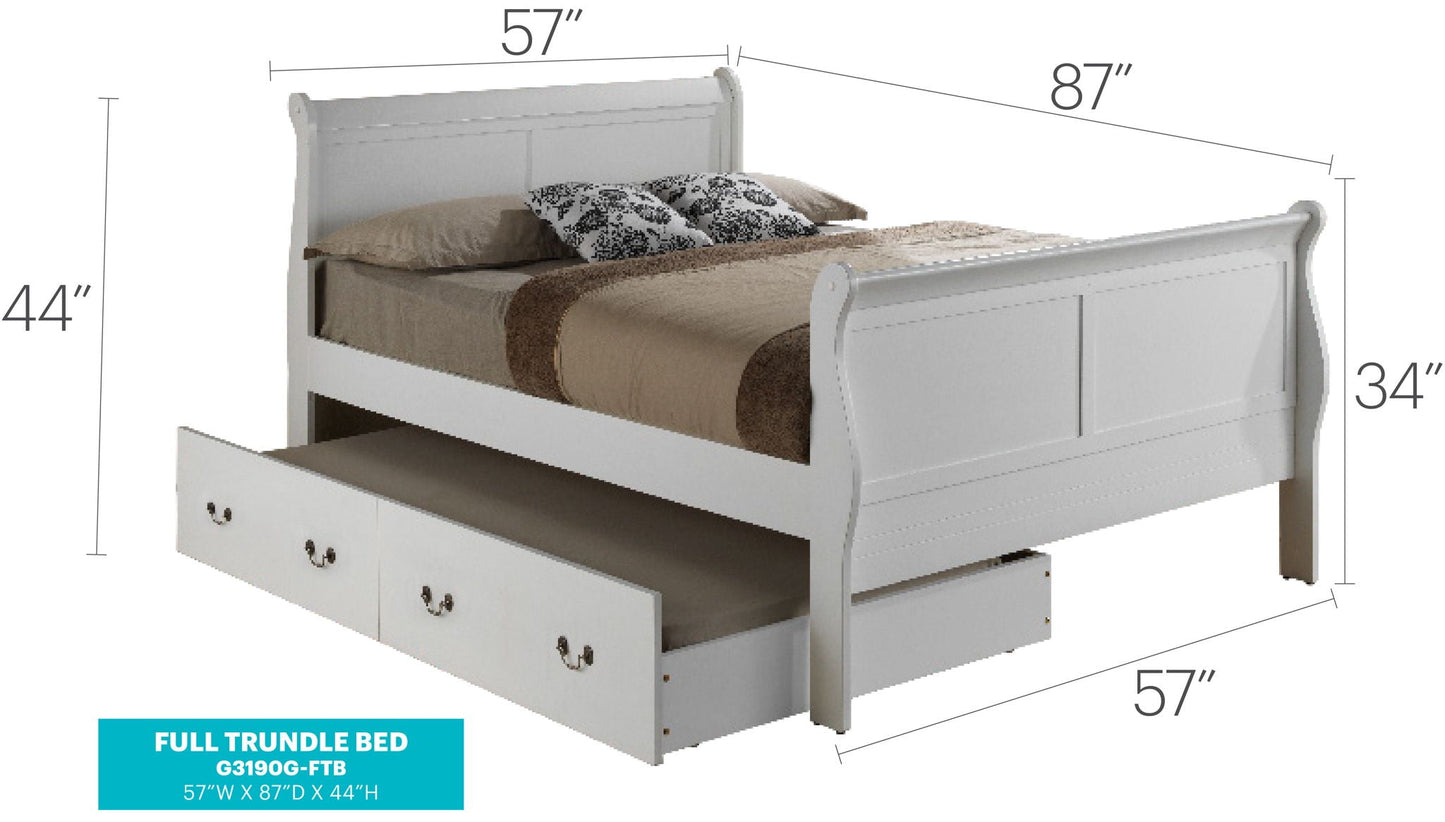 Elegant trundle bed by HouseOfZazla in white finish with under-bed storage drawers on Tampa Home & Garden Store
