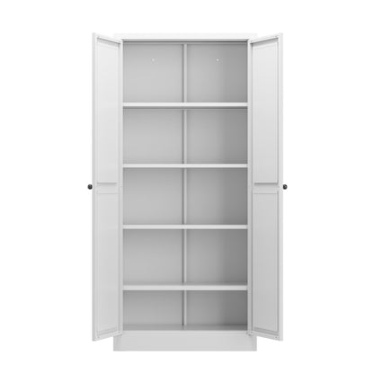 White Metal Pantry Cabinet With Steel Shelves