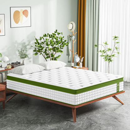 14-inch Hybrid Mattress with Gel Memory Foam and Pocket Springs, white quilted top on Tampa Home & Garden Store