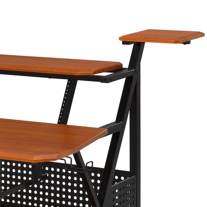 Willow Versatile Music Desk by HouseOfZazla, wooden top on black metal power station frame on Tampa Home & Garden Store