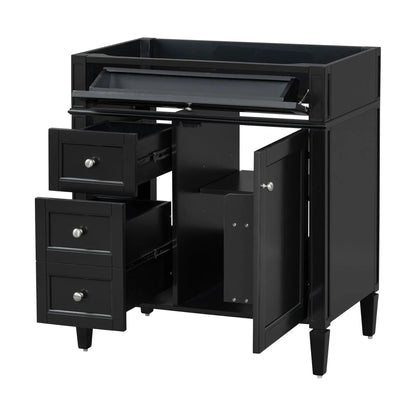 Bathroom vanity base with 2 drawers and tip-out drawer in black Unique Piece Furniture on Tampa Home & Garden Store