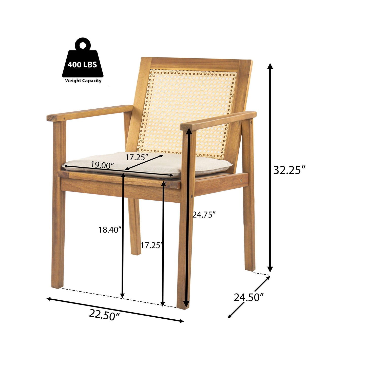Preston Outdoor Dining Chair With Teak and Beige