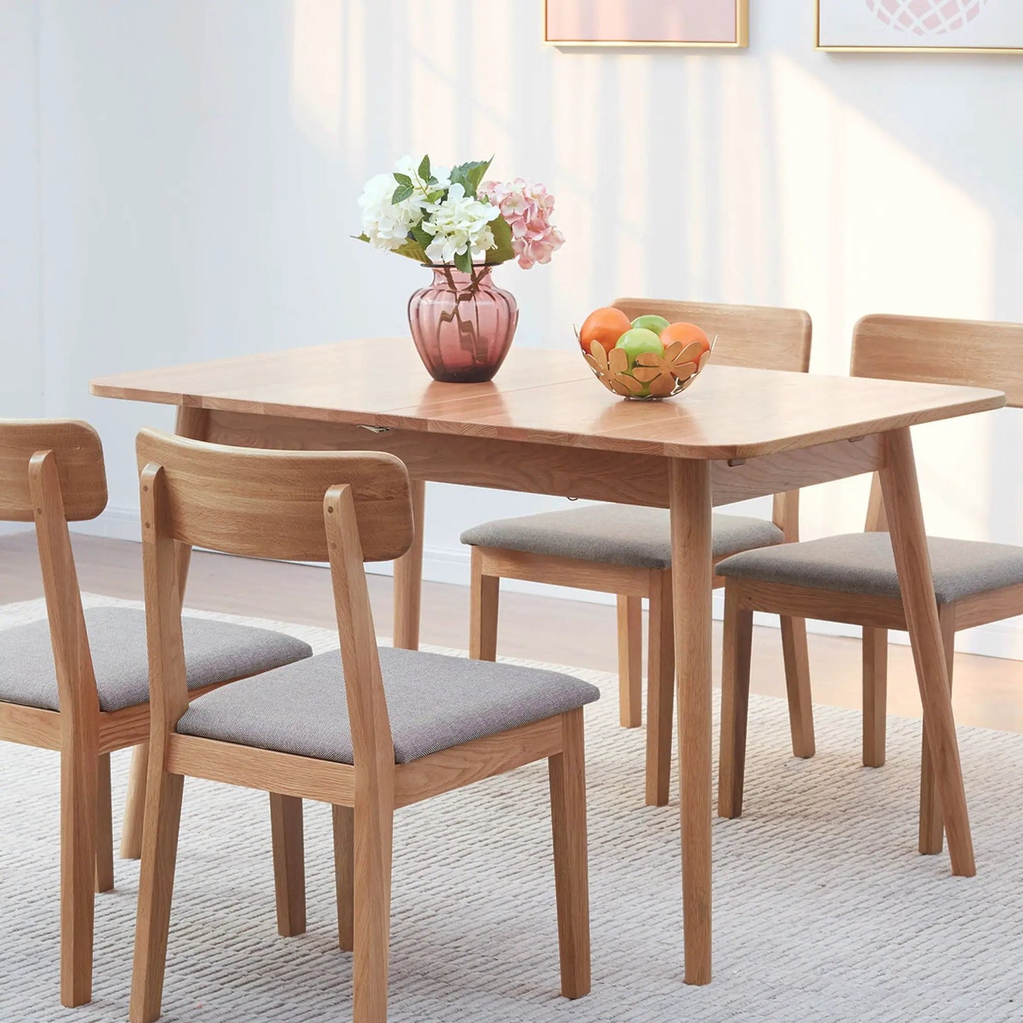 Round corner telescopic dining table for 6–8 with diagonal legs by Unique Piece Furniture on Tampa Home & Garden Store