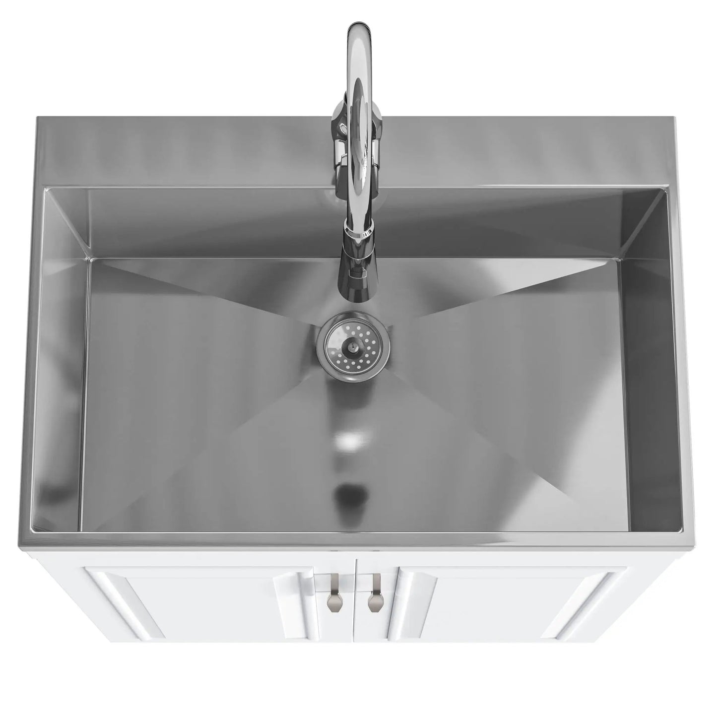 Stainless steel laundry cabinet with pull-out faucet and integrated sink, chrome finish on Tampa Home & Garden Store