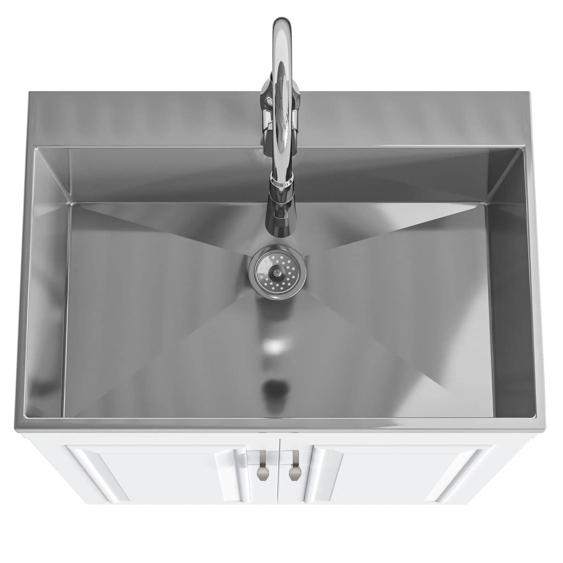 Stainless steel laundry cabinet with pull-out faucet and integrated sink, chrome finish on Tampa Home & Garden Store