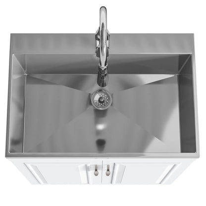 Stainless steel laundry cabinet with pull-out faucet and integrated sink, chrome finish on Tampa Home & Garden Store