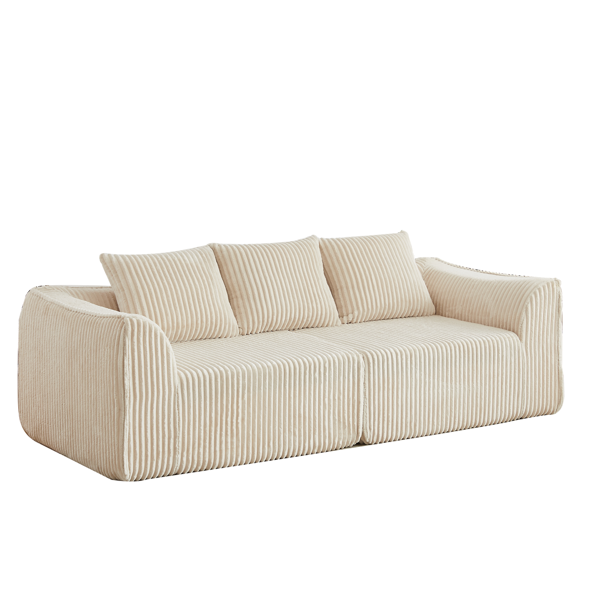 Minimalist 3-Seater Corduroy Sofa in beige by HouseOfZazla on Tampa Home & Garden Store