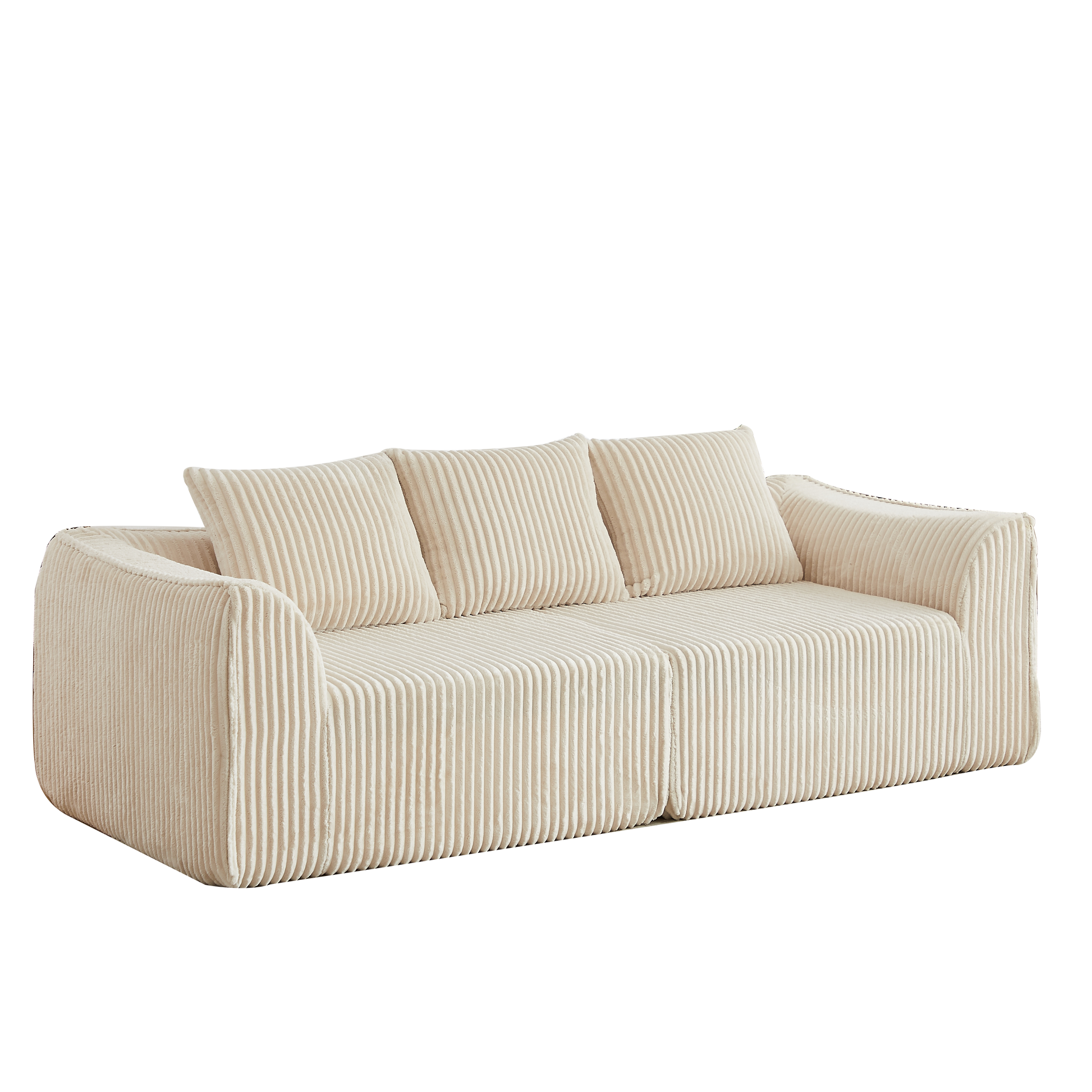 Minimalist 3-Seater Corduroy Sofa in beige by HouseOfZazla on Tampa Home & Garden Store