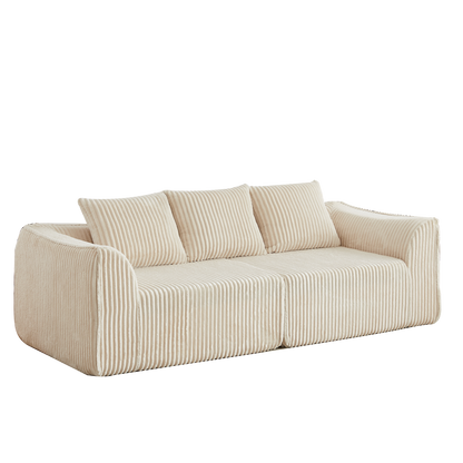 Minimalist 3-Seater Corduroy Sofa in beige by HouseOfZazla on Tampa Home & Garden Store