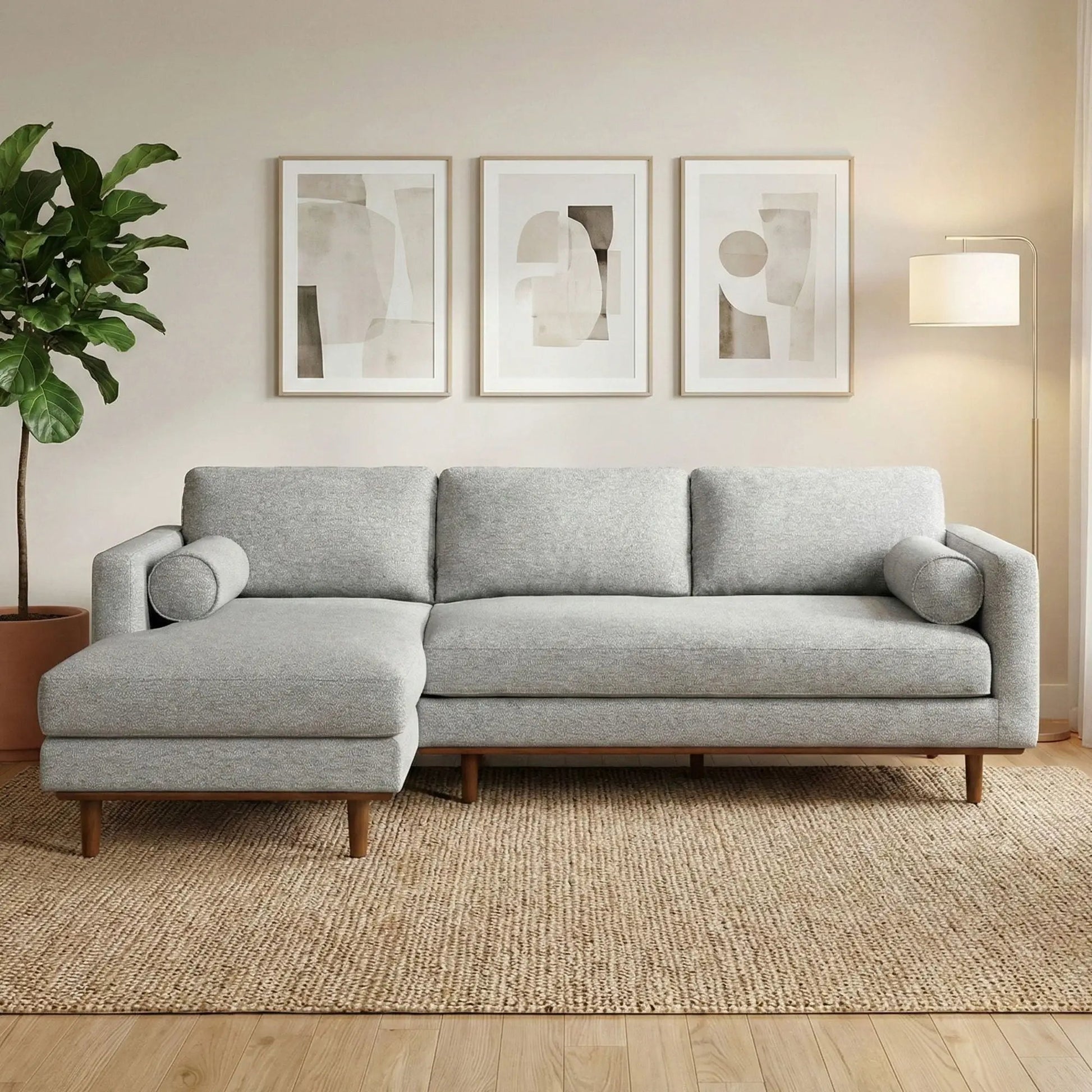 Morrison Upholstered Sectional Sofa gray fabric, stationary by Unique Piece Furniture on Tampa Home & Garden Store