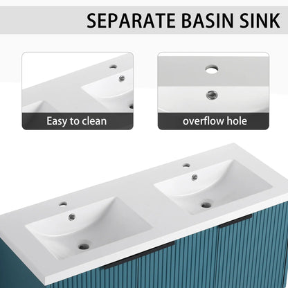 Modern Wall Mounted Vanity With Resin Double Sink