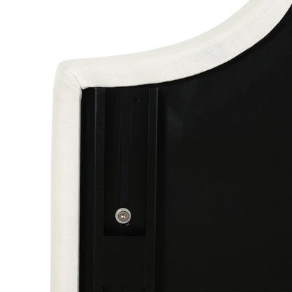 Catherine Upholstered King Headboard Antique; cream linen frame with black panel on Tampa Home & Garden Store