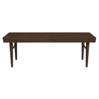 Dark brown wood accent bench Mia by HouseOfZazla with solid wood frame on Tampa Home & Garden Store