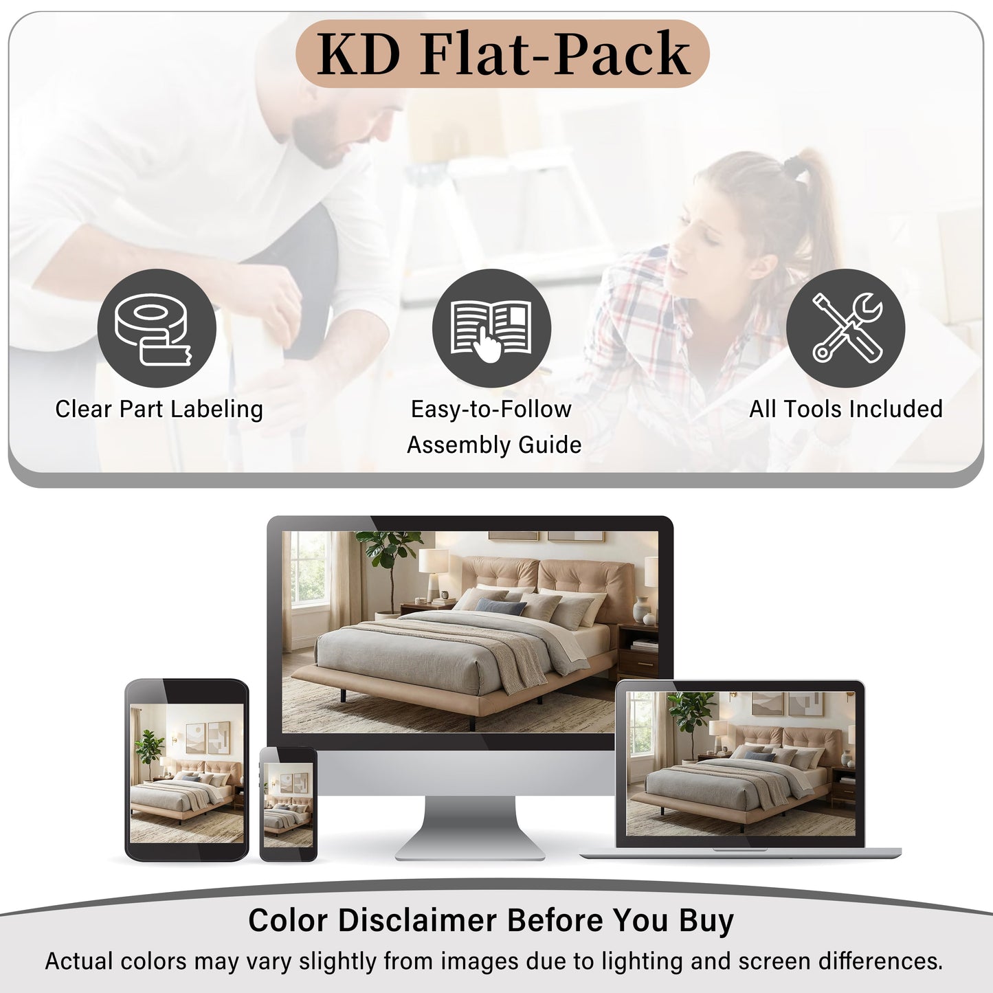 Queen Size Floating Bed Frame With Led Strip