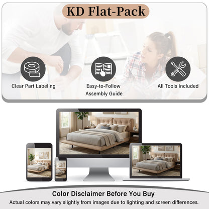 Queen Size Floating Bed Frame With Led Strip