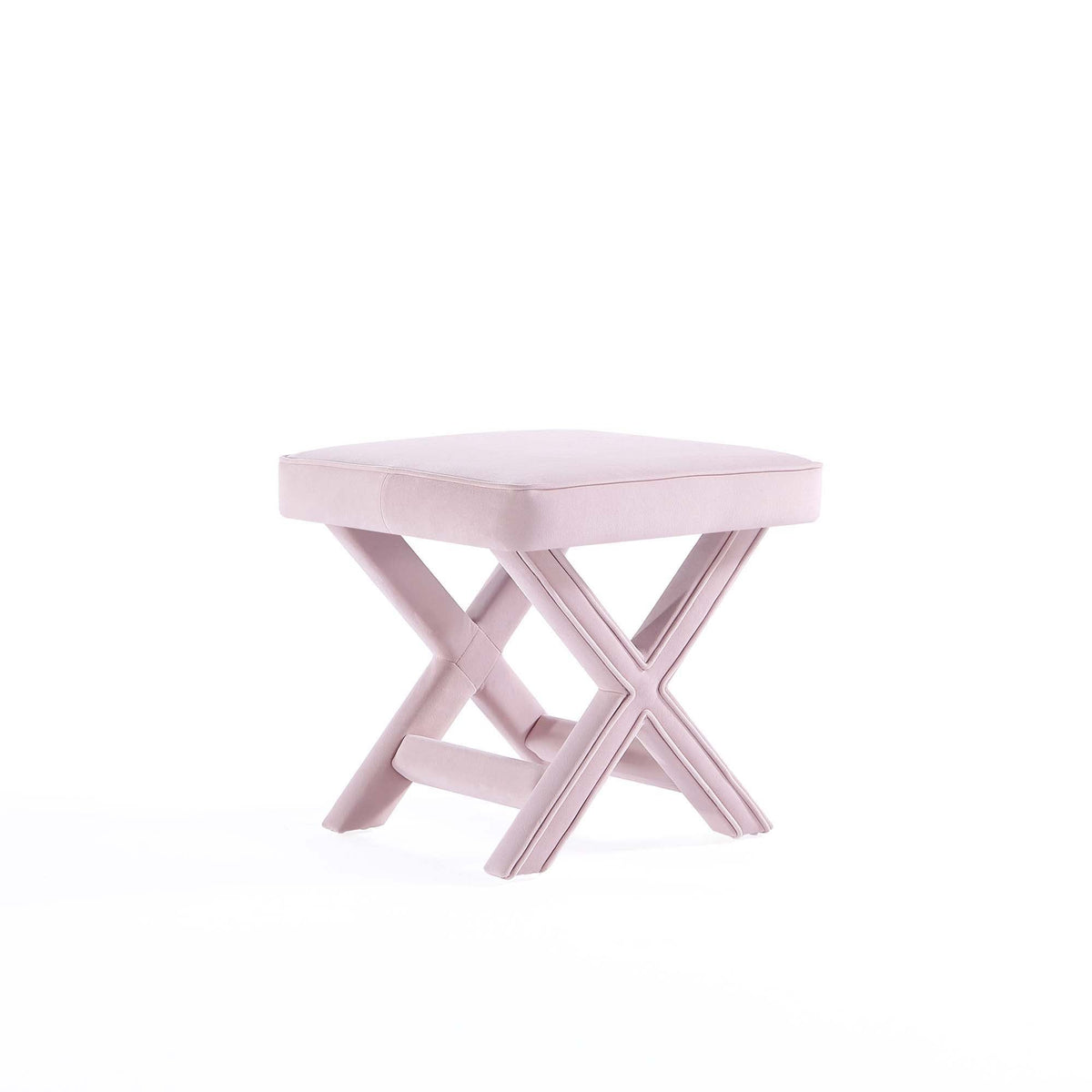 Pink upholstered accent bench with piped cushion and solid wood frame by HouseOfZazla on Tampa Home & Garden Store