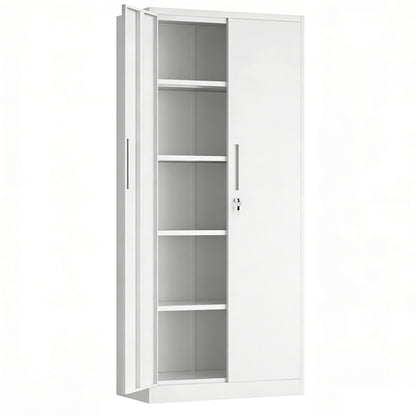 Steel garage storage cabinet with adjustable shelves and lock in white by HouseOfZazla on Tampa Home & Garden Store