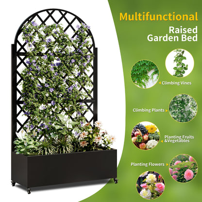 Round metal planter box with trellis in black by HouseOfZazla on Tampa Home & Garden Store