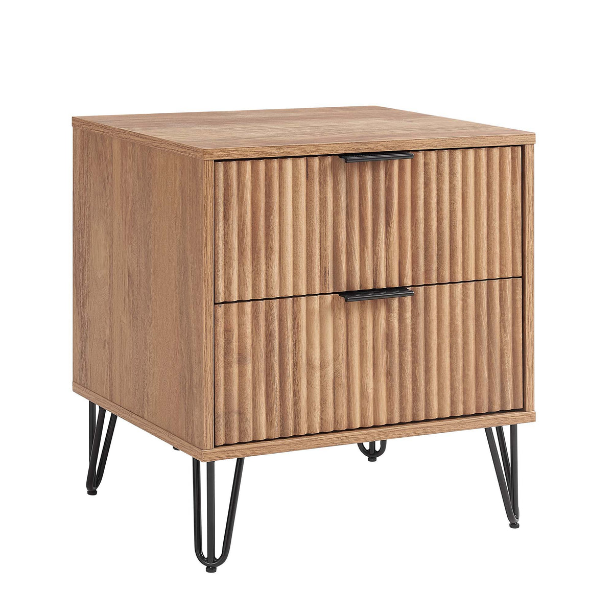 Dumbo Nightstand with 2 drawers and fluted fronts in natural wood finish by HouseOfZazla on Tampa Home & Garden Store