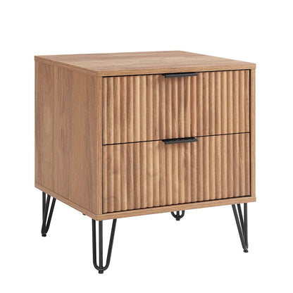 Dumbo Nightstand with 2 drawers and fluted fronts in natural wood finish by HouseOfZazla on Tampa Home & Garden Store