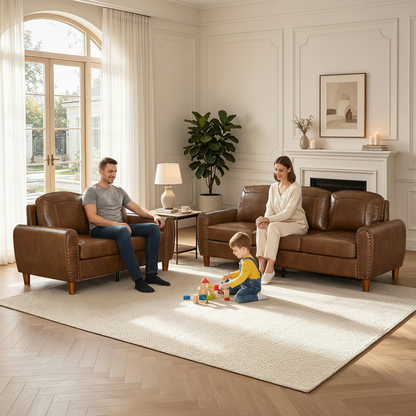 Breathable Faux Leather Sofa and Loveseat Set
