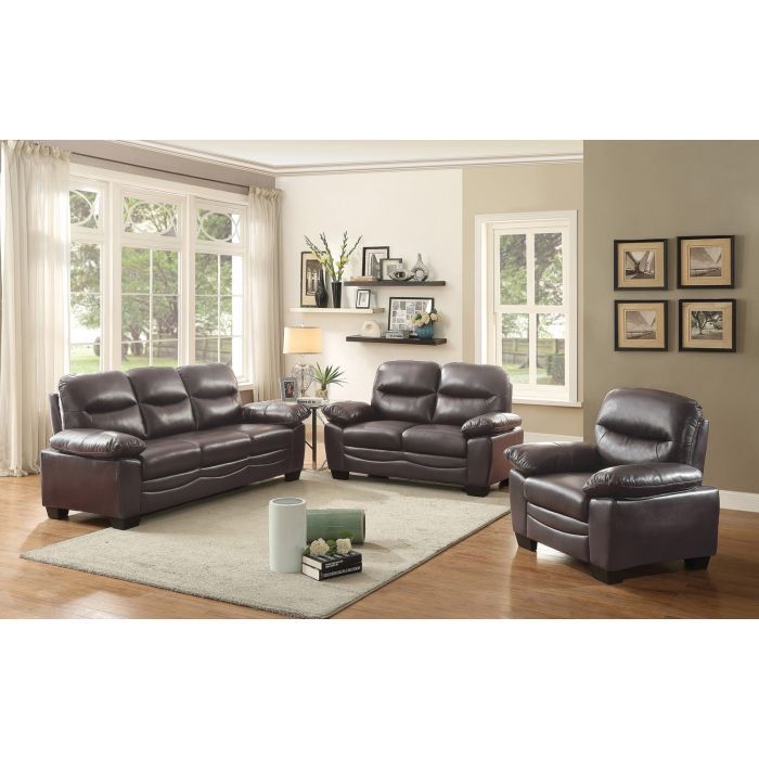 Marta Arm Chair 3-piece dark brown leather set: sofa, loveseat, armchair by HouseOfZazla on Tampa Home & Garden Store