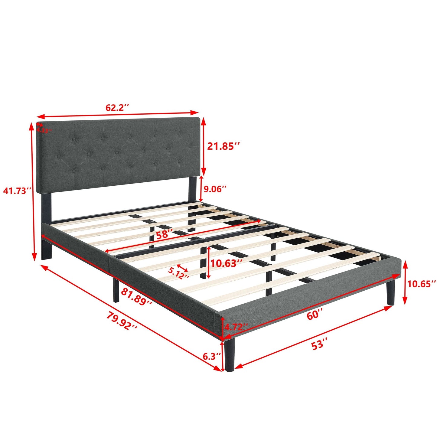 Modern Upholstered Bed Frame with Headboard