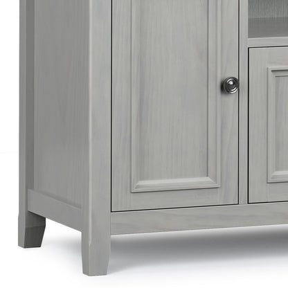 Wide TV Stand in solid wood with light gray wash, panel doors and knob on Tampa Home & Garden Store