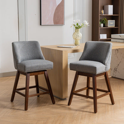 Counter height swivel barstools by HouseOfZazla, gray upholstered set of 2 with dark wood legs on Tampa Home & Garden Store