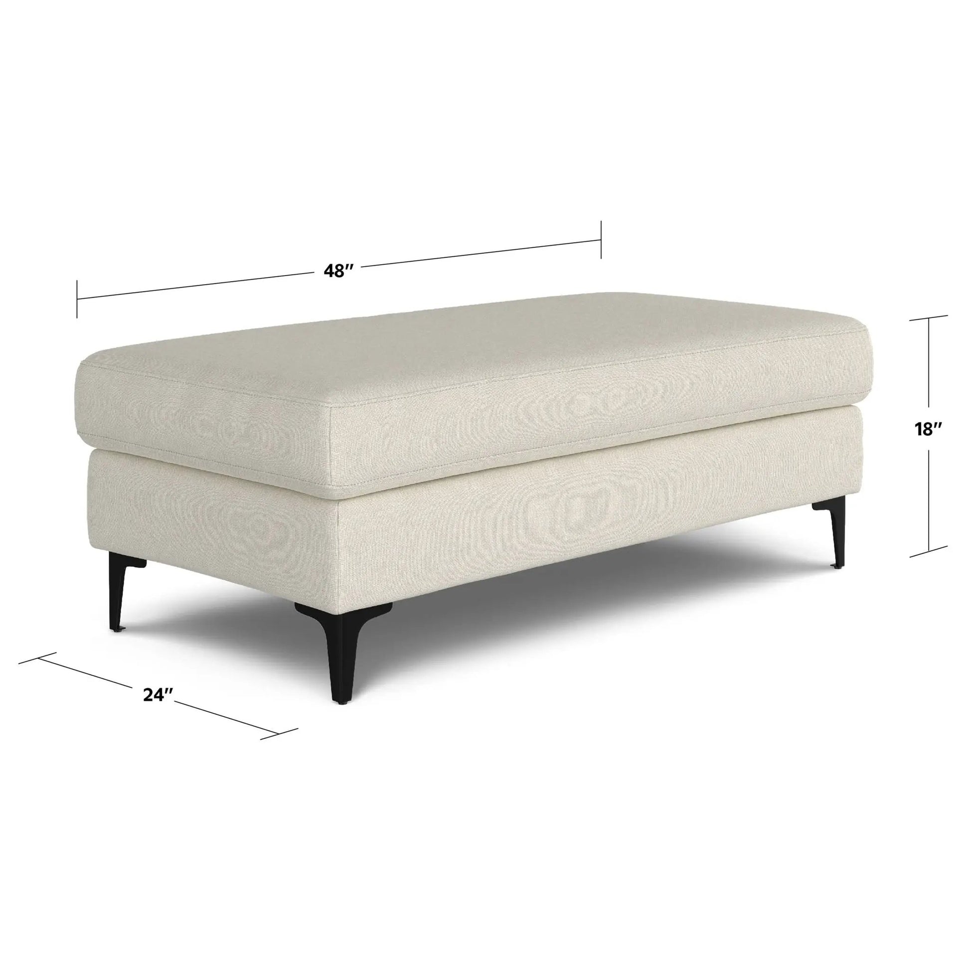 Ava Mid Century Ottoman beige fabric with black tapered legs by Unique Piece Furniture on Tampa Home & Garden Store