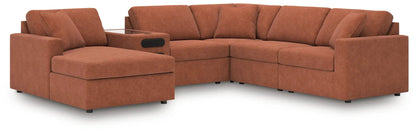 Modmax Spice sectional with chaise and built-in console in orange fabric by Unique Piece Furniture on Tampa Home & Garden Store