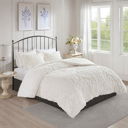 Off White Tufted Cotton King Comforter Set