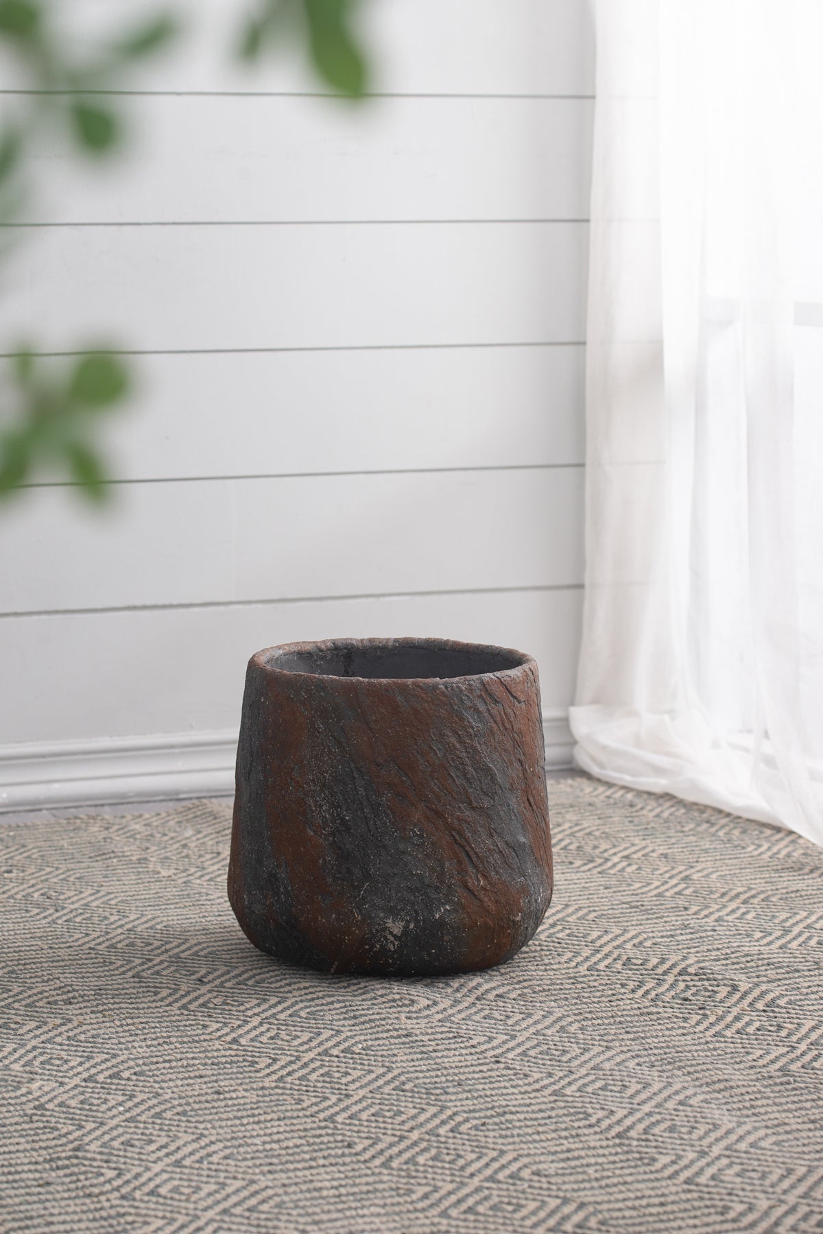 Cement planter brown textured indoor outdoor pot 12.6x12.6x11.8 in HouseOfZazla on Tampa Home & Garden Store