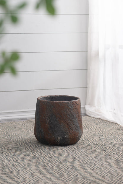 Cement planter brown textured indoor outdoor pot 12.6x12.6x11.8 in HouseOfZazla on Tampa Home & Garden Store