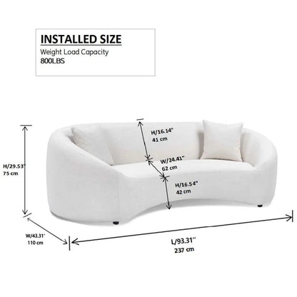 White curved 3 seater stationary sofa by Unique Piece Furniture, 93in L x 43in W on Tampa Home & Garden Store