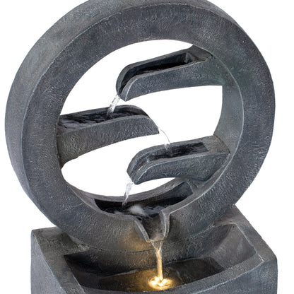 26.77'H Gray circular polyresin outdoor water fountain with LED light by HouseOfZazla on Tampa Home & Garden Store