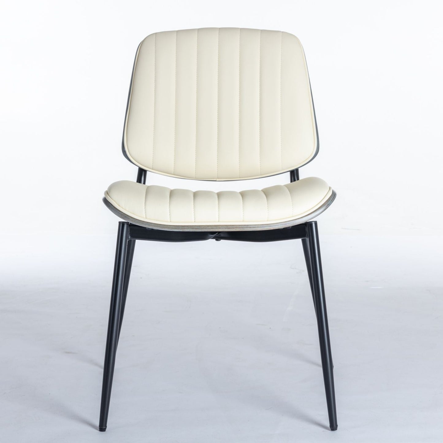 Dining Chairs set of 2 cream upholstered mid-century modern with black metal legs on Tampa Home & Garden Store