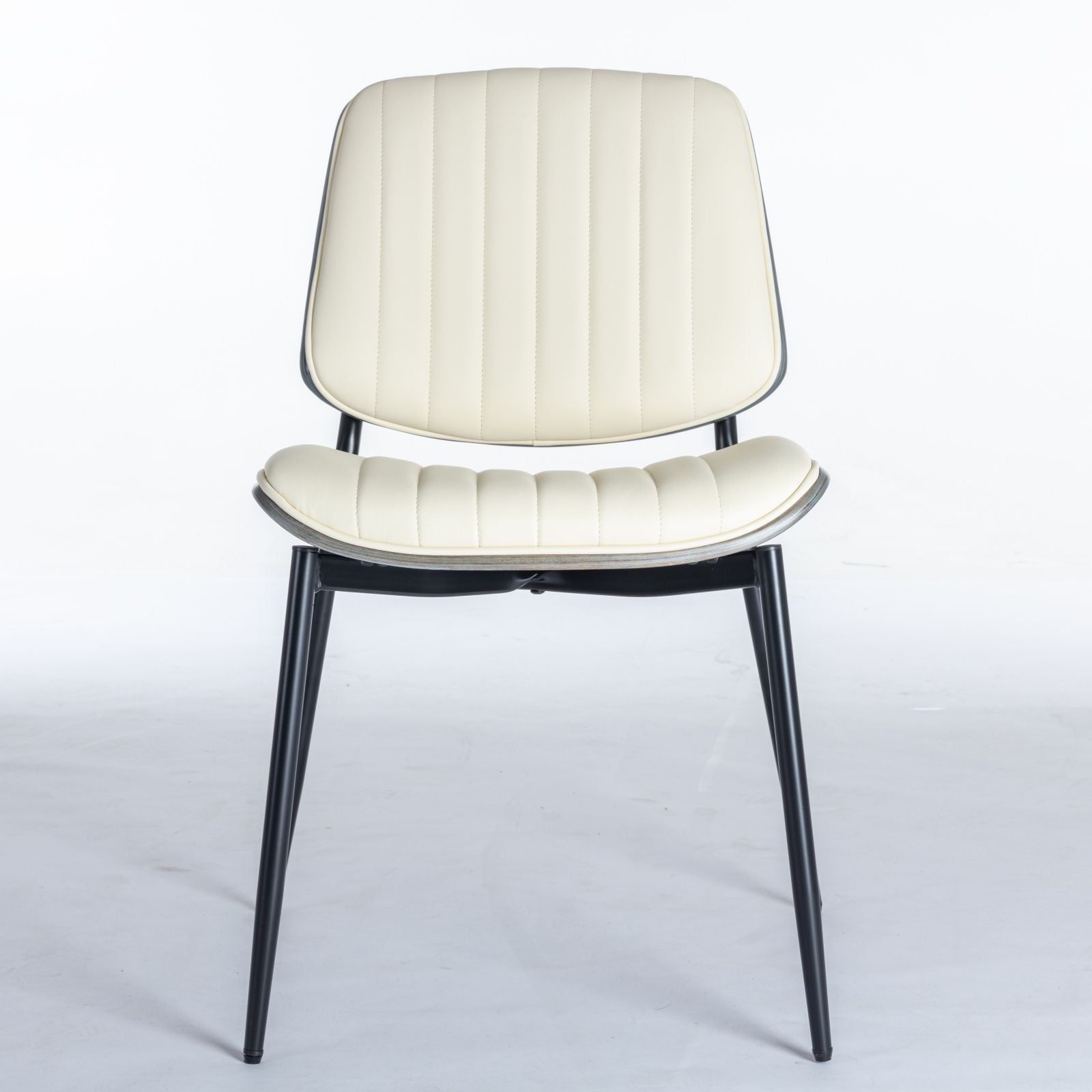 Dining Chairs set of 2 cream upholstered mid-century modern with black metal legs on Tampa Home & Garden Store