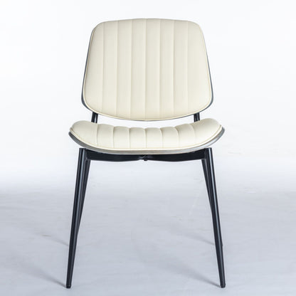 Dining Chairs set of 2 cream upholstered mid-century modern with black metal legs on Tampa Home & Garden Store
