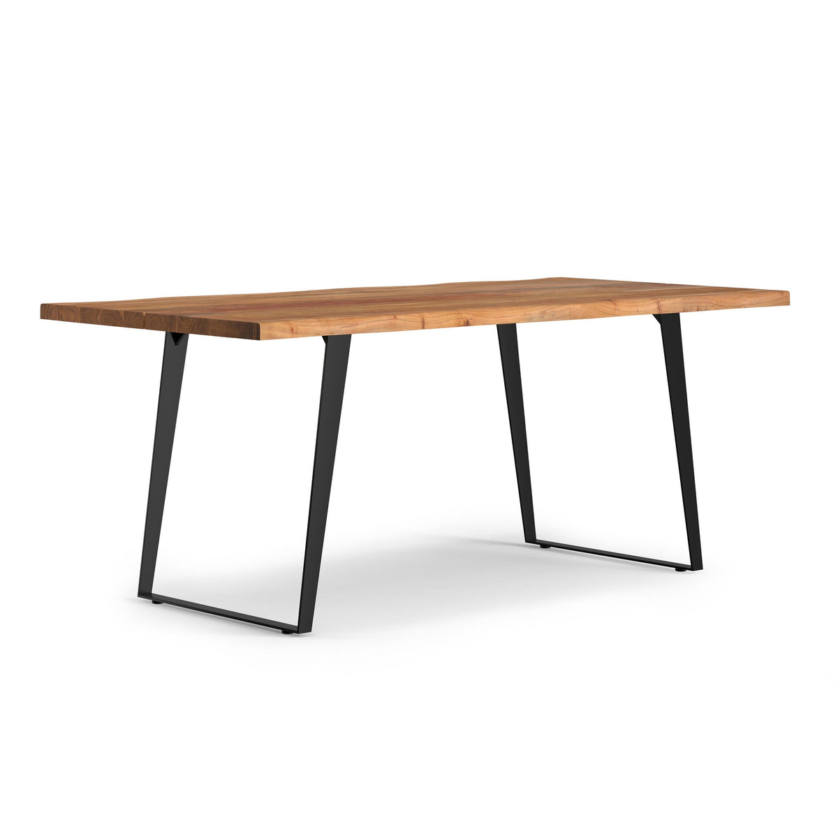 Modern handcrafted live edge acacia dining table with natural grain and black metal legs on Tampa Home & Garden Store
