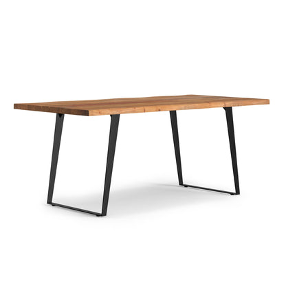 Modern handcrafted live edge acacia dining table with natural grain and black metal legs on Tampa Home & Garden Store