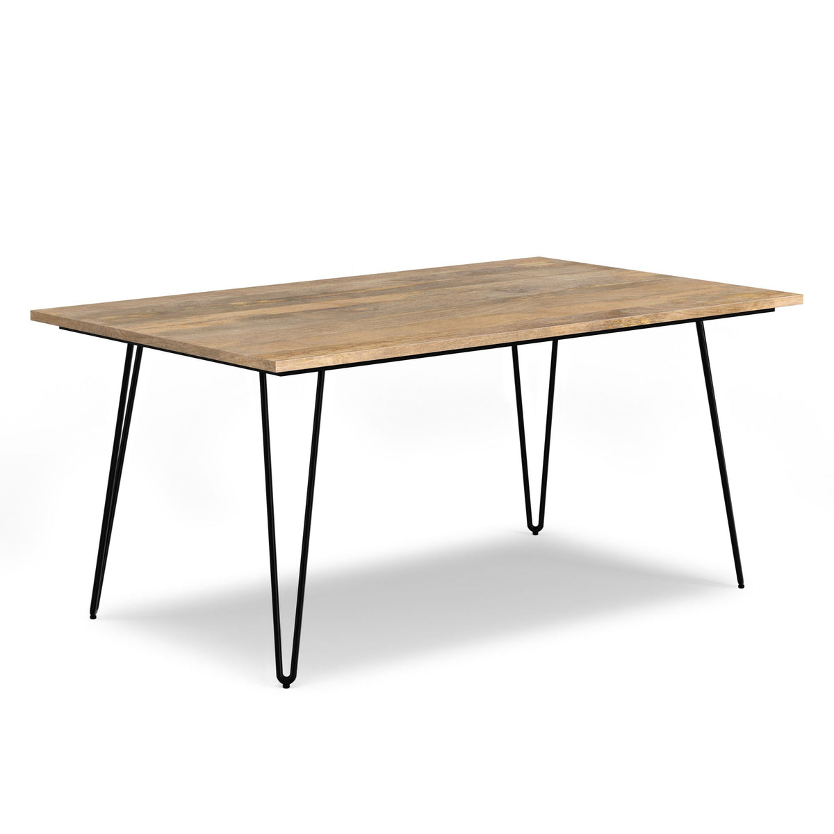 Square Mango Wood Dining Table with Hairpin Legs in natural wood finish on Tampa Home & Garden Store