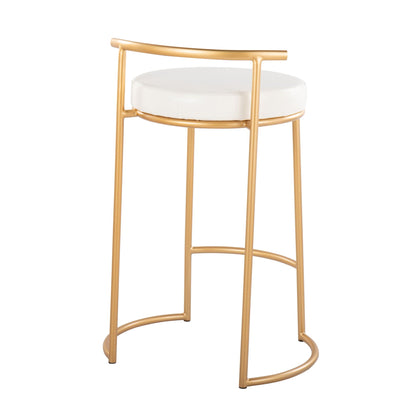 HouseOfZazla modern round counter stools with padded white seat and gold frame set of 2 on Tampa Home & Garden Store