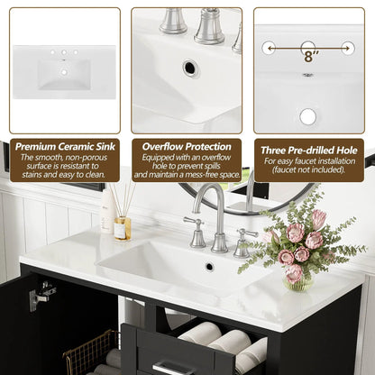 Bathroom Vanity With Sink Solid Wood Cabinet