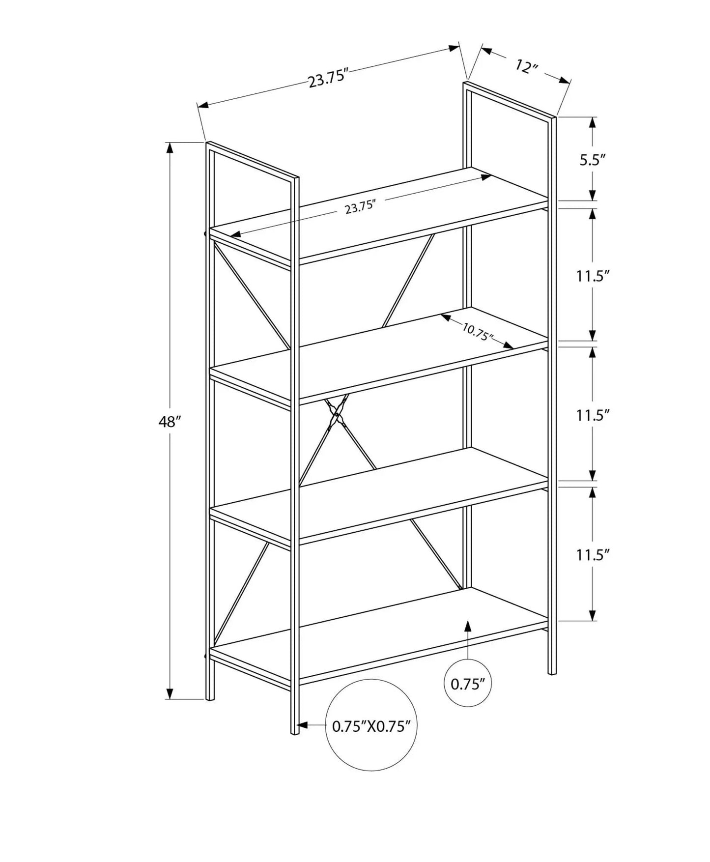 Four Tier Bookcase for Office and Bedroom