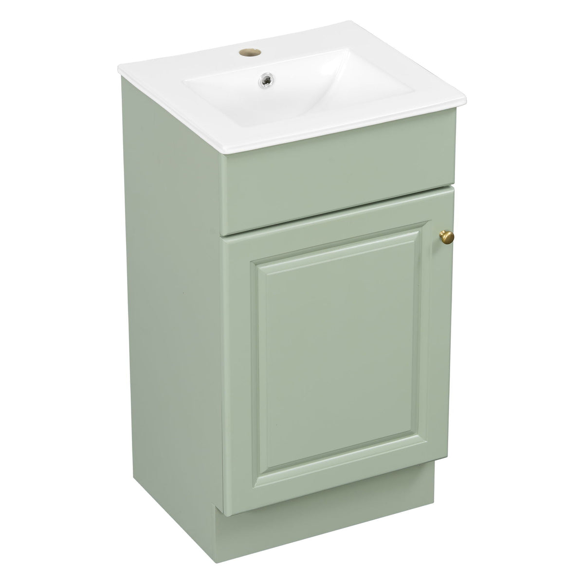 Bathroom vanity with sink, sage green cabinet, white sink, adjustable shelf HouseOfZazla on Tampa Home & Garden Store