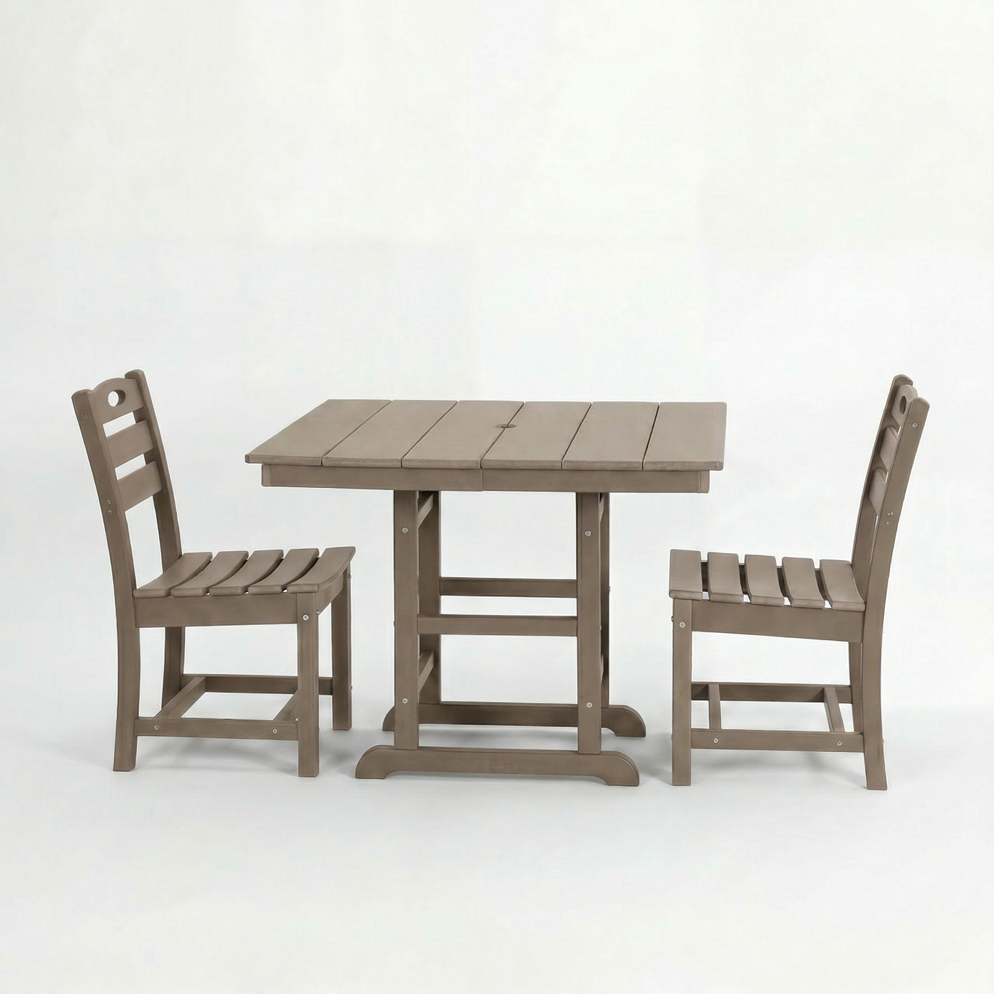Antique Wood Patio Dining Set And Two Chairs