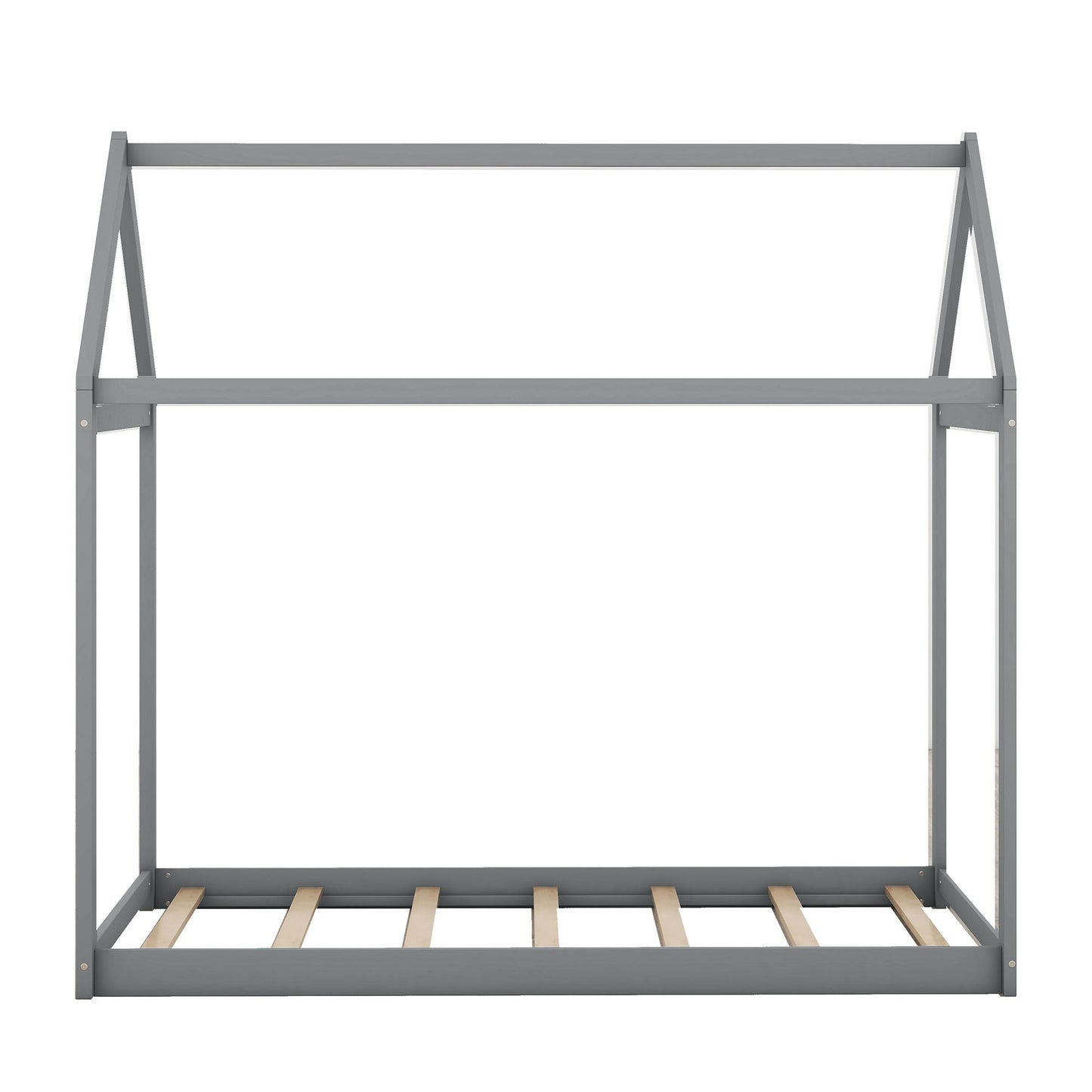Wooden House Shaped Platform Bed frame in gray with natural wood slats HouseOfZazla on Tampa Home & Garden Store