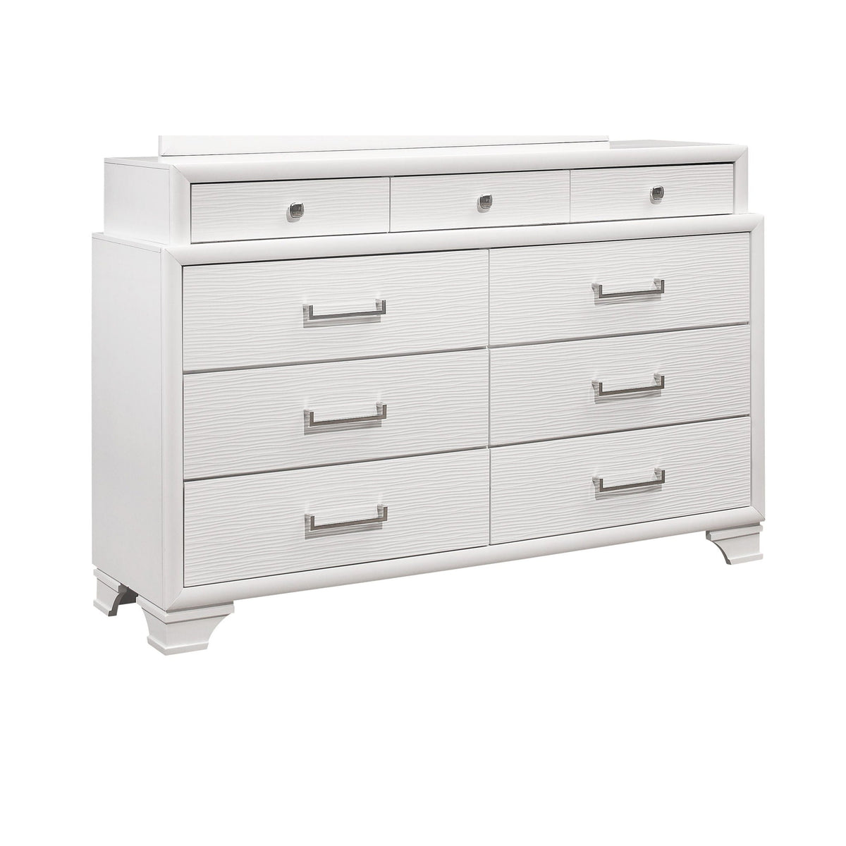 Civic Solid Wood Dresser and Large Storage by HouseOfZazla, white finish with silver handles on Tampa Home & Garden Store