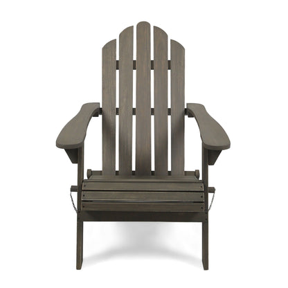 Outdoor foldable Adirondack chair gray wood with hand crafted details on Tampa Home & Garden Store